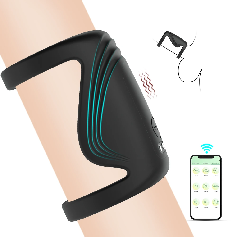 APP Remote Control Wearable Penis Sleeve Cock Ring Vibrator Men Couples Vibrating Rings Penis Delay Trainer Stimulator Sexy Toys