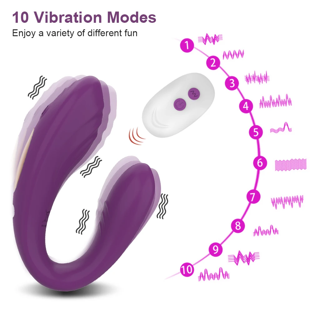 Wireless Remote Control Dildo Vibrator Female Dual Motors U Shape Clitoris Stimulator Wearable Sex Toys for Women Couples Adults