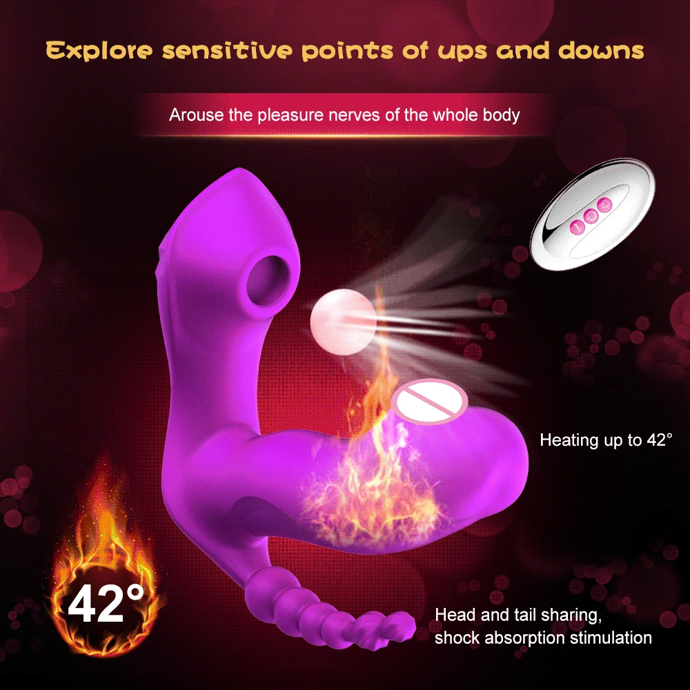 3 IN 1 G Spot Sucker Vibrator for Women Vibrating Anal Bead Clitoris Stimulator Remote Control Wearable Vibrator Panties Sex Toy