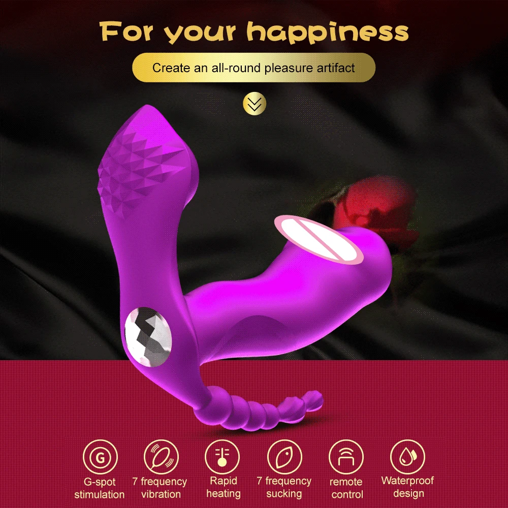 3 IN 1 G Spot Sucker Vibrator for Women Vibrating Anal Bead Clitoris Stimulator Remote Control Wearable Vibrator Panties Sex Toy