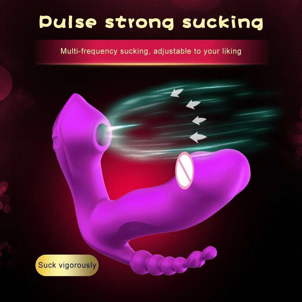 3 IN 1 G Spot Sucker Vibrator for Women Vibrating Anal Bead Clitoris Stimulator Remote Control Wearable Vibrator Panties Sex Toy