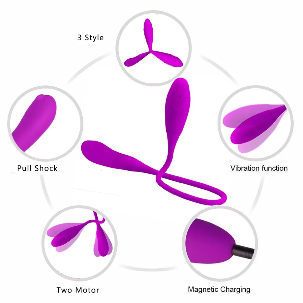 Rechargeable Dual Vibrator Sex Toys 7 Speeds Double Head Jump Egg Bullet Dildo Vibrator Anal Adult Sex Toy For Couple Men Women Rechargeable Dual Vibrator Sex Toys 7 Speeds Double Head Jump Egg Bullet Dildo Vibrator Anal Adult Sex Toy For Couple Men Women
