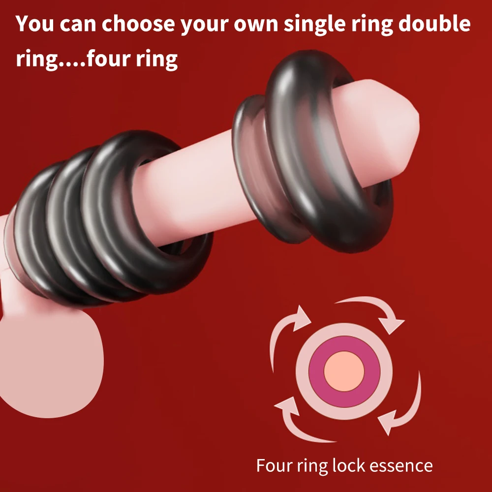 Penis Ring Reusable Male Chasity Cage Scrotum Stretcher Delayed Ejaculation Silicone Cock Ring Penis Enlargement Sex Toy for Men