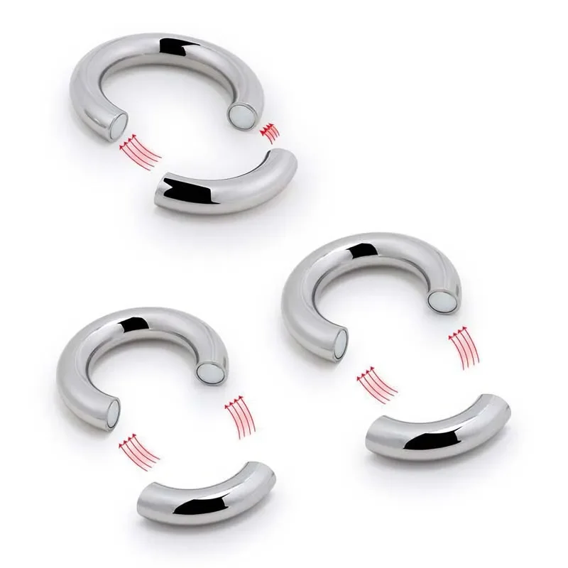Metal Magnet Cock Ring Clamp Male Chastity Device Stainless Steel Cockring Dick Scrotum Bondage Stretcher Adult Sex Toys For Men