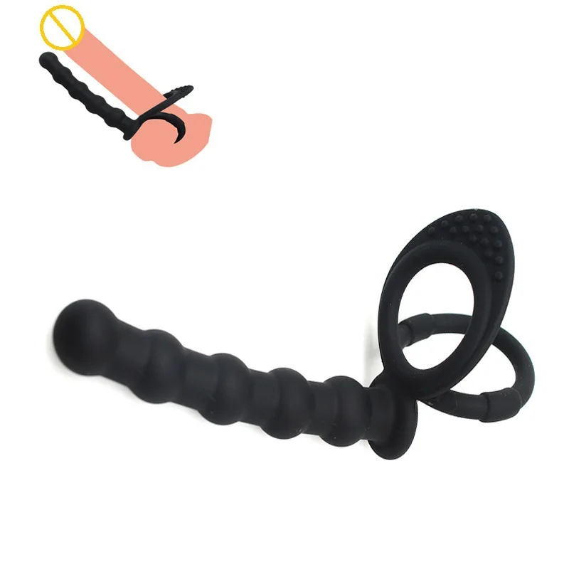 Double Penetration Dildo Penis Ring Sex Toys For Couples G Spot Massager Vagina Stimulator Anal Bead Butt Plug Sex Ring Sex Shop