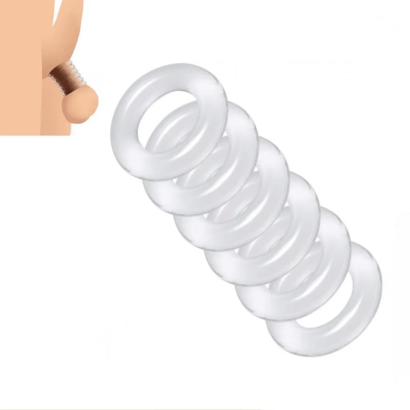 Male 6pcs 1 set Silicone Penis lock Cock Ring bondage Erection Delay Ejaculation Reusable Enlargement ball stretcher Sex Toy Men Male 6pcs 1 set Silicone Penis lock Cock Ring bondage Erection Delay Ejaculation Reusable Enlargement ball stretcher Sex Toy Men
