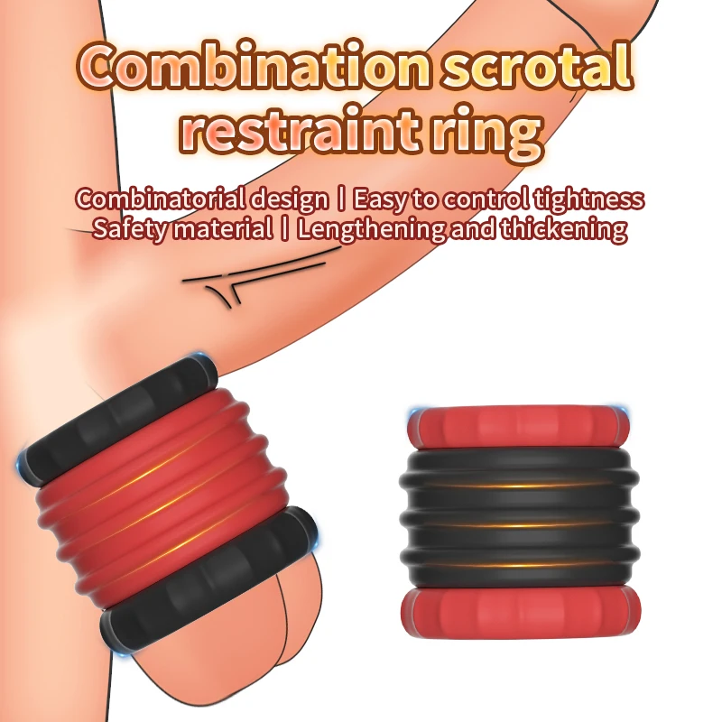 Male Scrotum Ring Ejaculation Delay Penis Ring Bondage Erection Ball Ring Delay Ring Reusable Enlargement Ball Stretcher Sex Toy