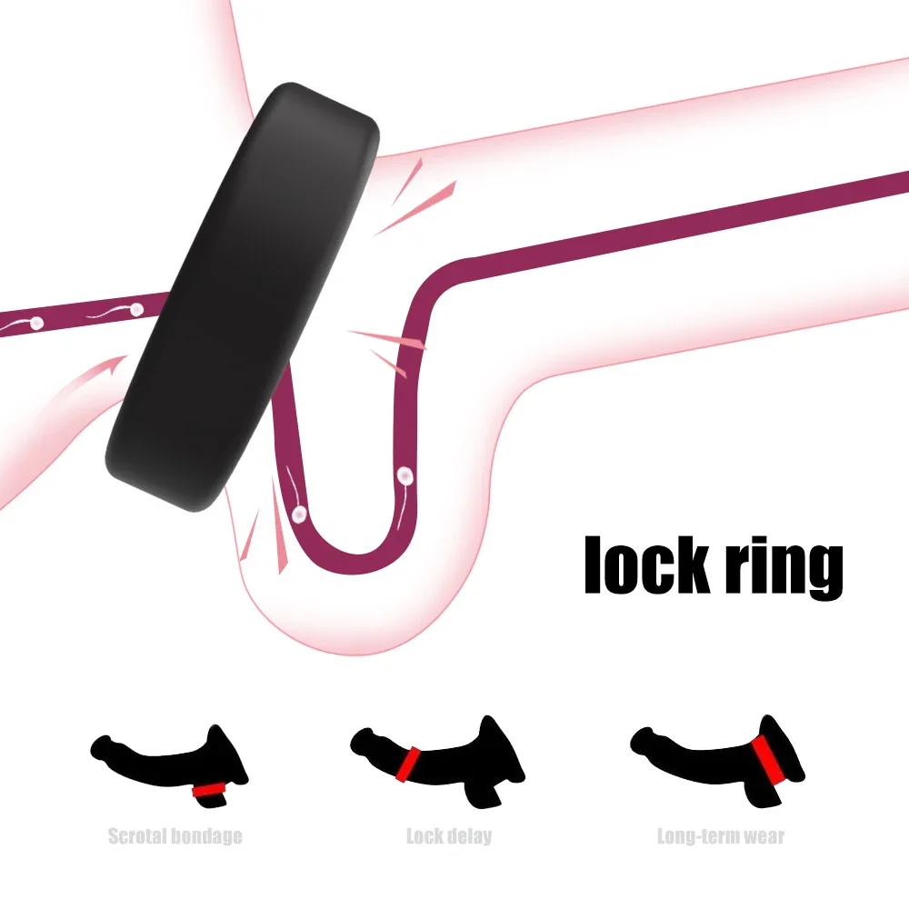 Male Penis Cock Rings Lock Delay Ejaculation Scrotal Ball Stretcher Chastity Silicone Cockring anillo hombre Sex Toys For Men