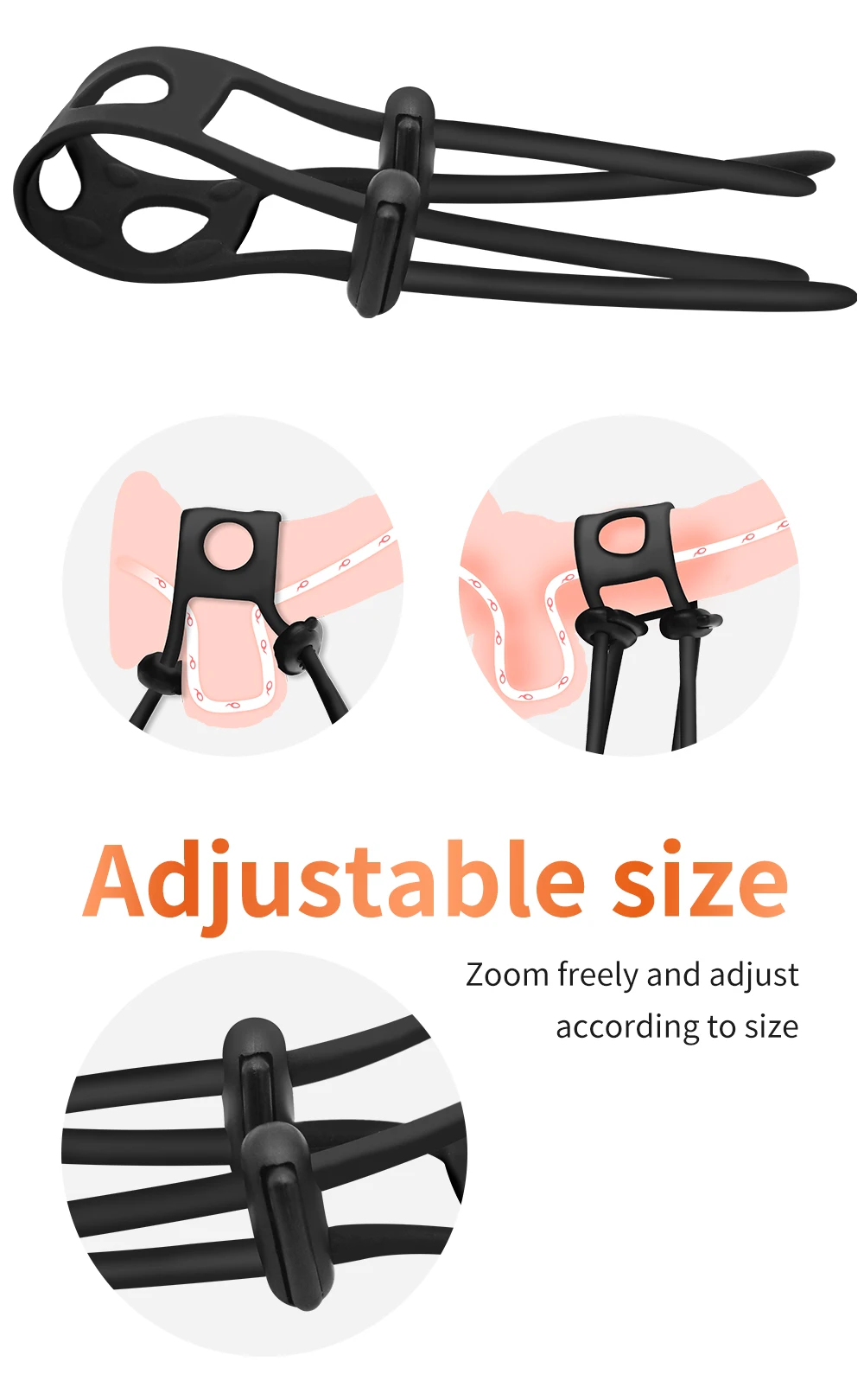 Adjustable Penis Ring Rope Silicone Cock Ring Bdsm Toys for Adult Male Chastity Belt Lasting Cockring Sex Shop Delay Ejaculation