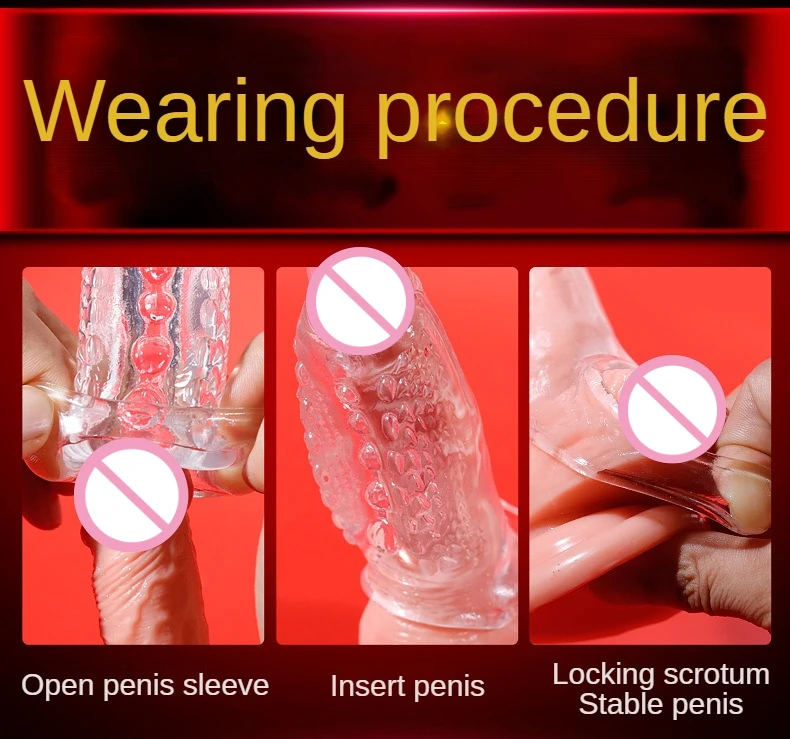 Reusable Penis magnify Cock Rings Delay Ejaculation Penis Condoms Dick Sleeve Silicone Glans Cover Enlargement Sex Toys For Men