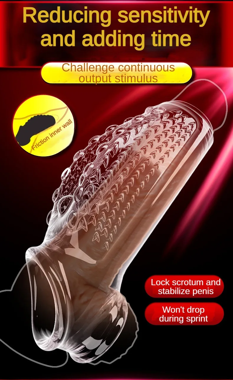 Reusable Penis magnify Cock Rings Delay Ejaculation Penis Condoms Dick Sleeve Silicone Glans Cover Enlargement Sex Toys For Men