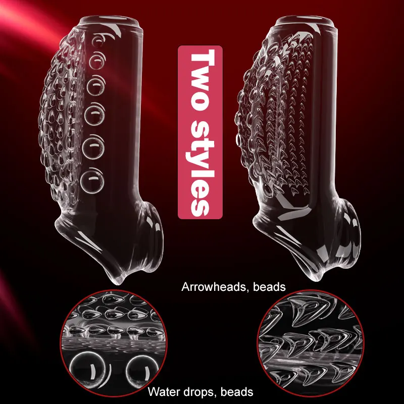 Reusable Penis magnify Cock Rings Delay Ejaculation Penis Condoms Dick Sleeve Silicone Glans Cover Enlargement Sex Toys For Men