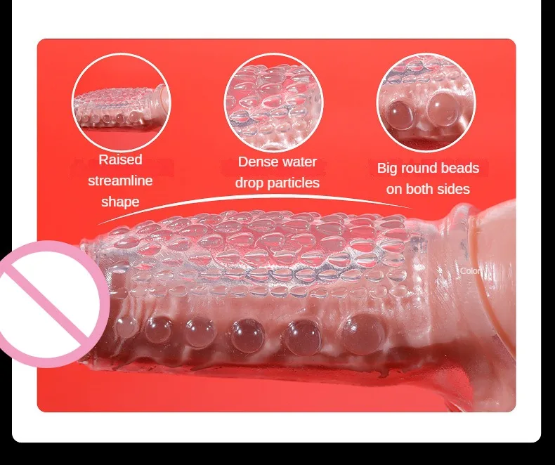 Reusable Penis magnify Cock Rings Delay Ejaculation Penis Condoms Dick Sleeve Silicone Glans Cover Enlargement Sex Toys For Men