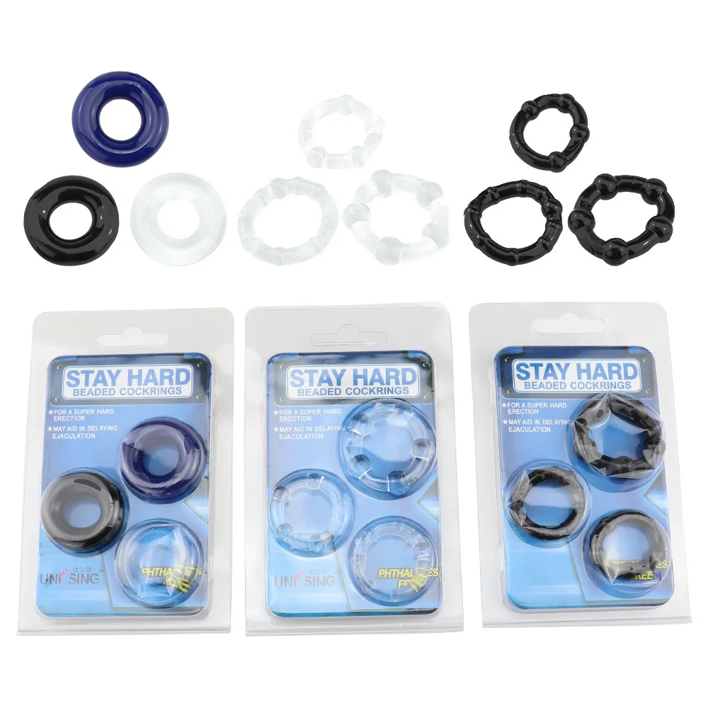 3PCS TEP Durable Penis Ring Adult Men Ejaculation Delay Doughnut Cock Rubber Rings Penis Enlargement Sex Toys for Male Sex