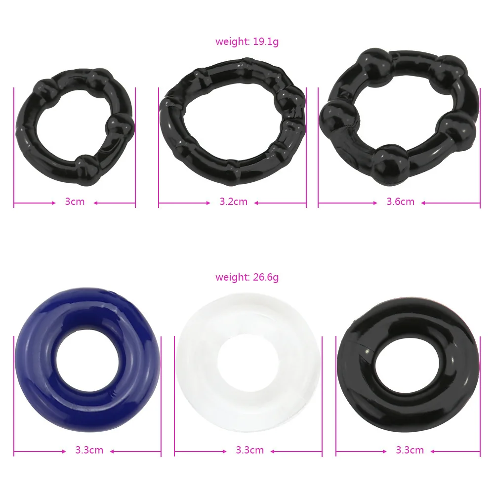 3PCS TEP Durable Penis Ring Adult Men Ejaculation Delay Doughnut Cock Rubber Rings Penis Enlargement Sex Toys for Male Sex