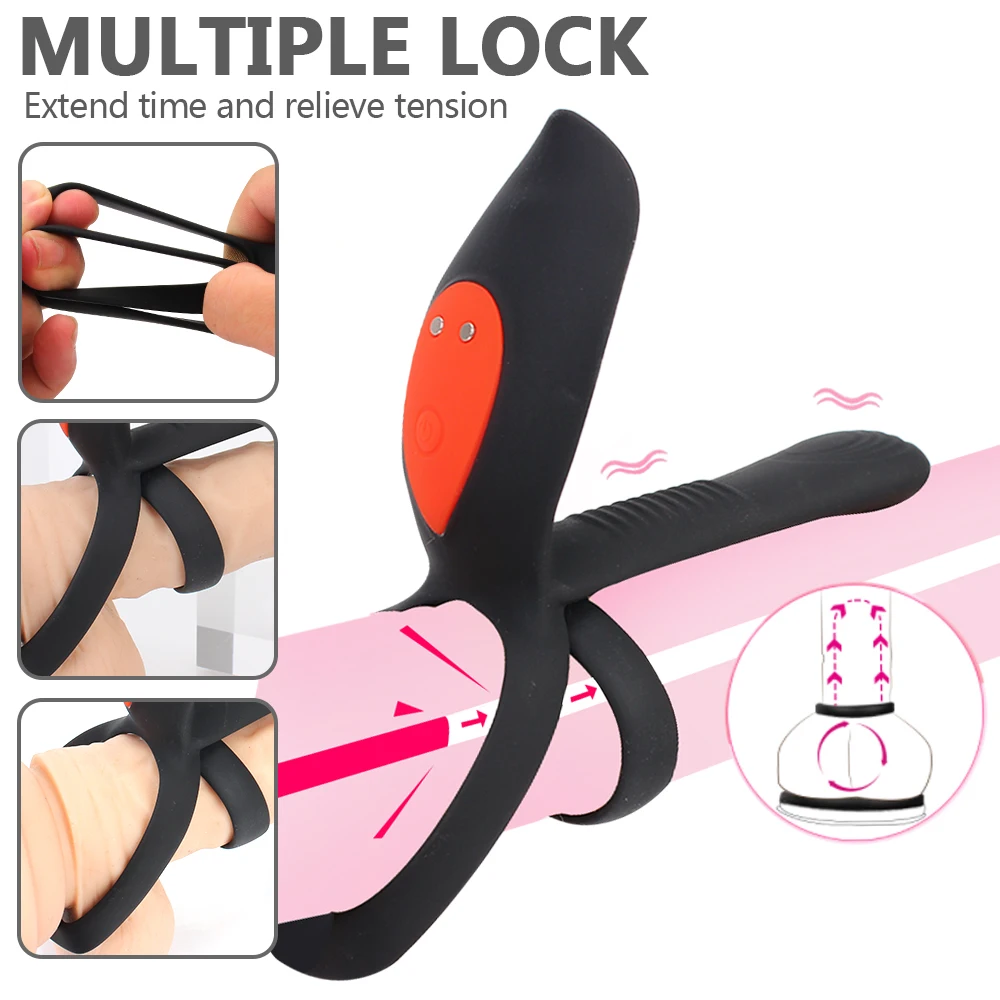 OLO 10 Frequency Long Lasting Erection Prostate Vagina Massage Vibrator Nipples Clitoris Stimulator Dual Cock Ring Vibrating