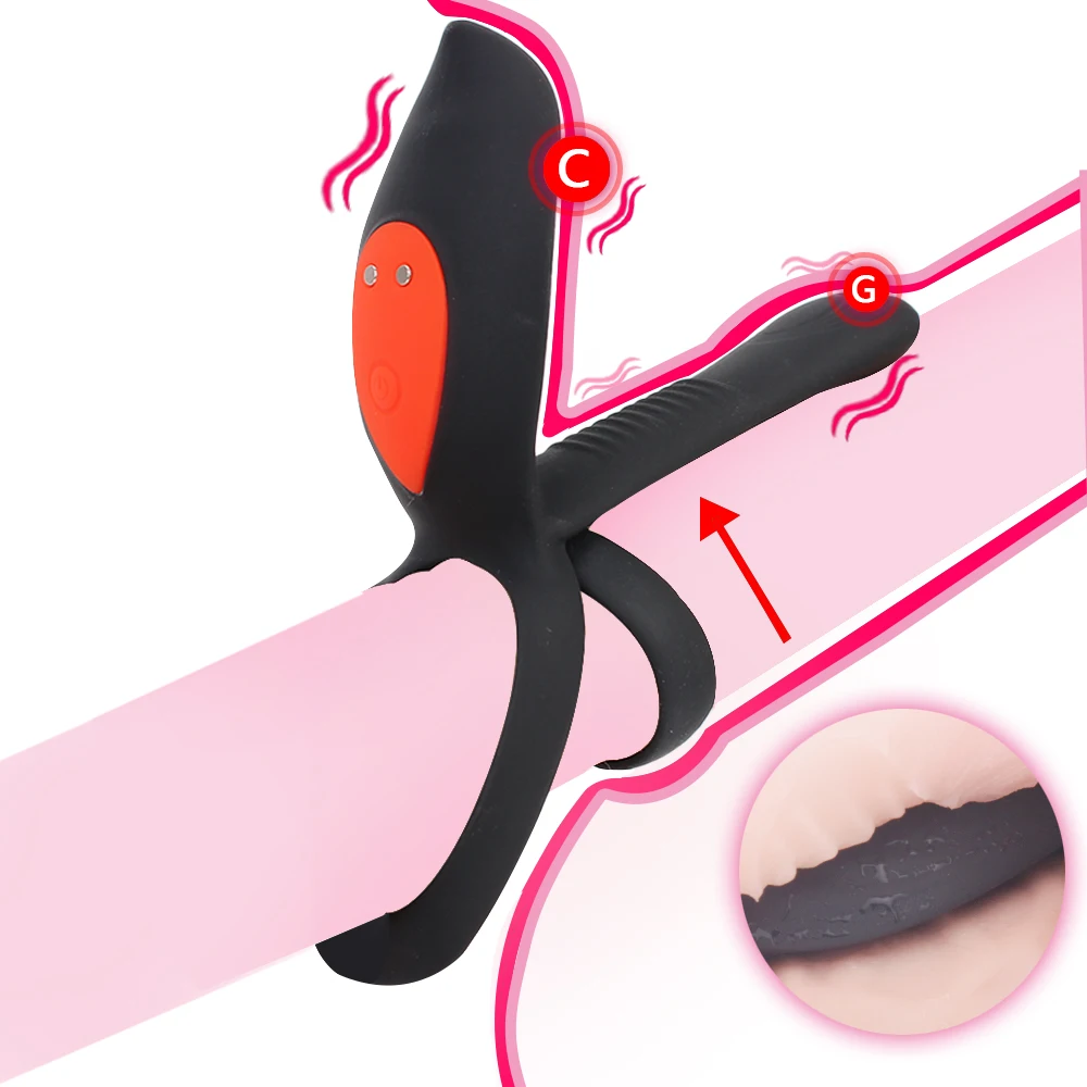 OLO 10 Frequency Long Lasting Erection Prostate Vagina Massage Vibrator Nipples Clitoris Stimulator Dual Cock Ring Vibrating