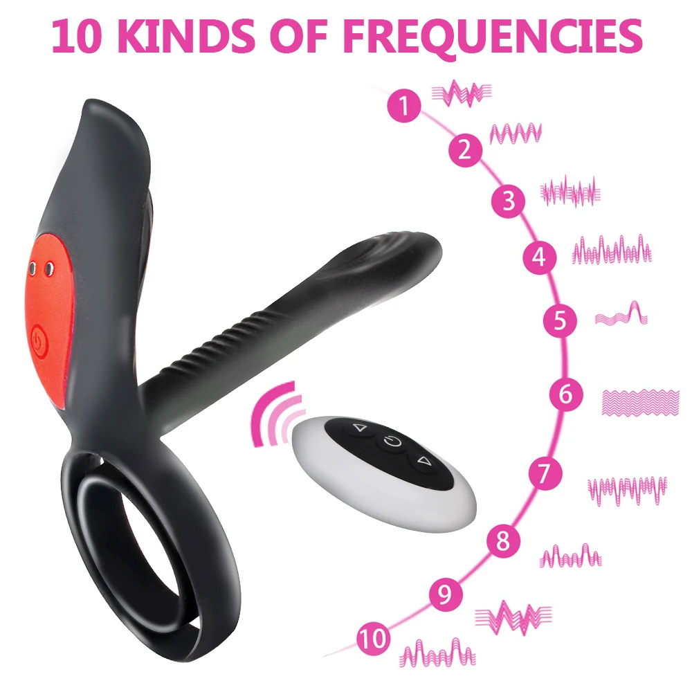 OLO 10 Frequency Long Lasting Erection Prostate Vagina Massage Vibrator Nipples Clitoris Stimulator Dual Cock Ring Vibrating