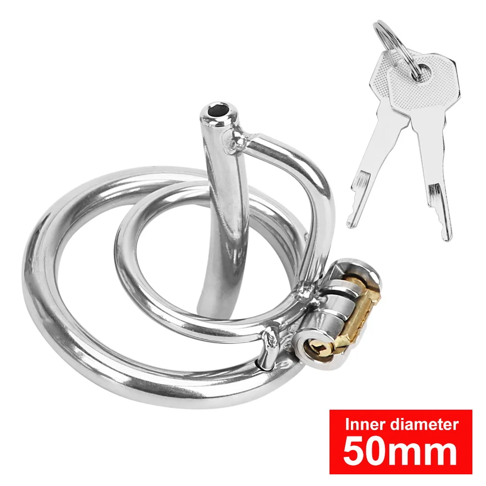 Stainless Steel Urethral Sounding Two Penis Rings for Men 18 Cock Plug Delay Lock Chastity Cage Medical Sex Toy Male Masturbator