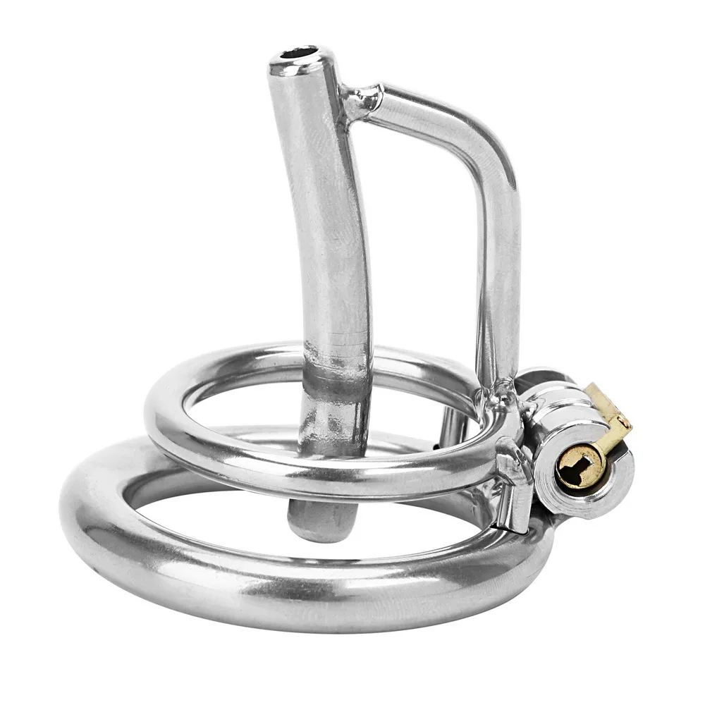 Stainless Steel Urethral Sounding Two Penis Rings for Men 18 Cock Plug Delay Lock Chastity Cage Medical Sex Toy Male Masturbator