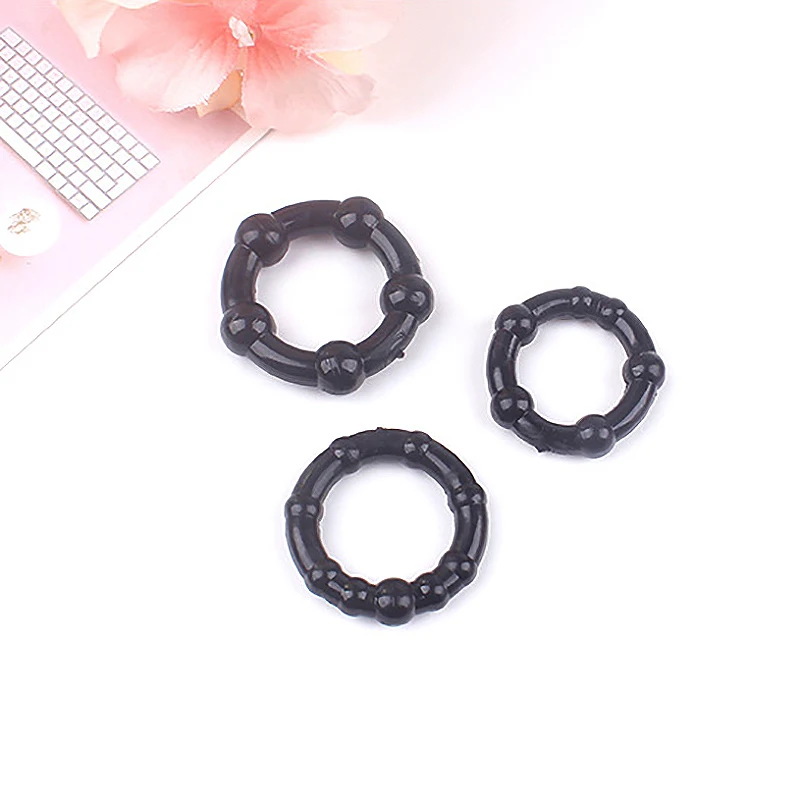 3Pcs Silicone Beaded Penis Rings Delaying Ejaculation Cock Rings Lock Ejaculation Constriction Donuts Sex Rings For Men