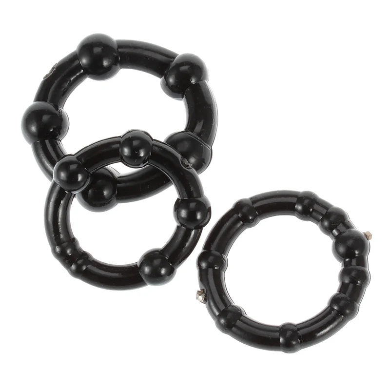 3Pcs Silicone Beaded Penis Rings Delaying Ejaculation Cock Rings Lock Ejaculation Constriction Donuts Sex Rings For Men