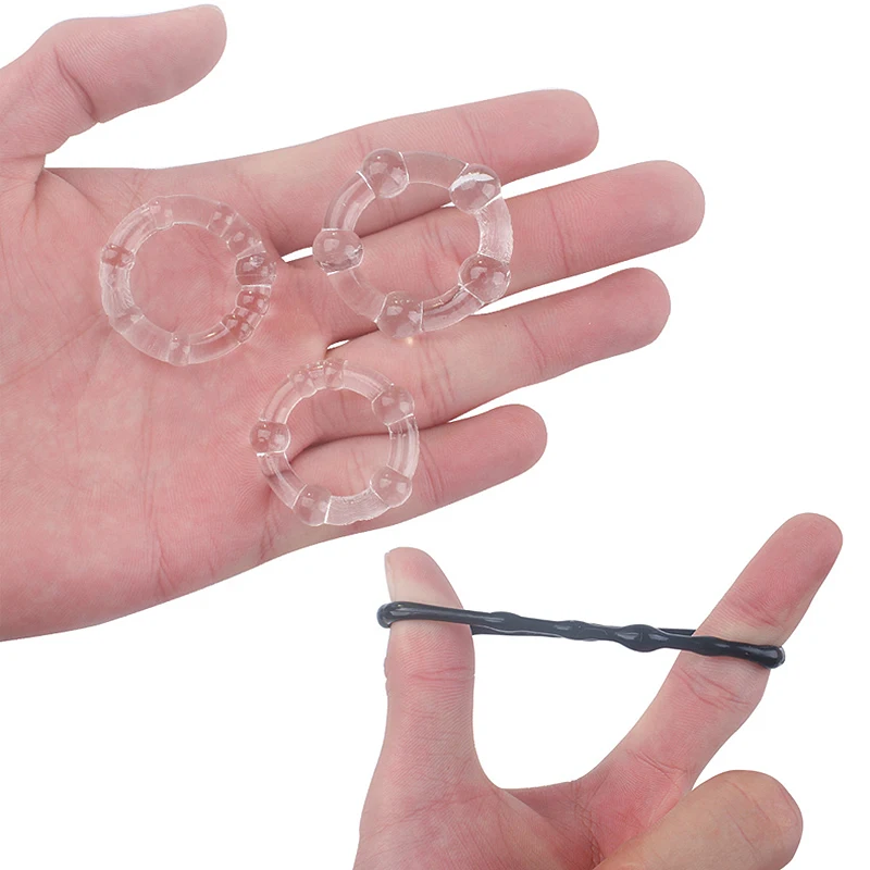 3Pcs Silicone Beaded Penis Rings Delaying Ejaculation Cock Rings Lock Ejaculation Constriction Donuts Sex Rings For Men