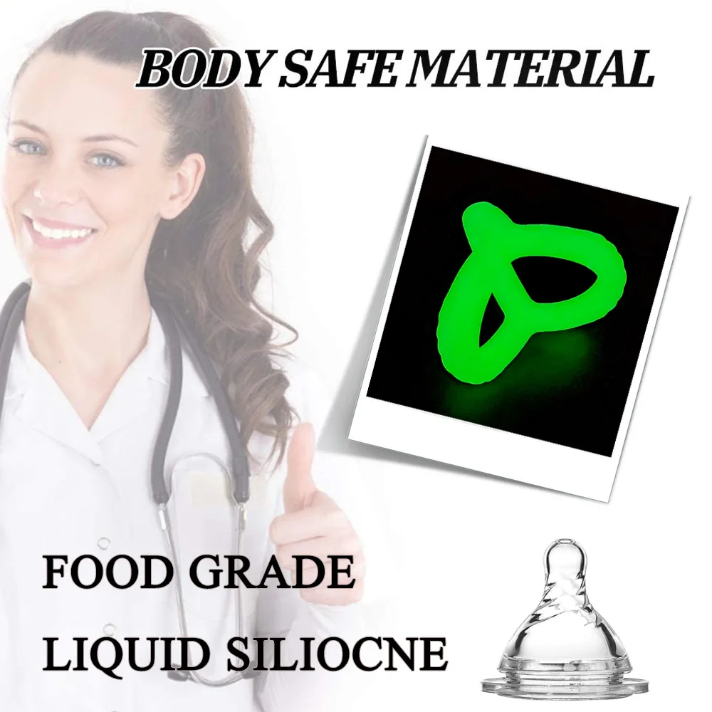 Thick Cock Ring Silicone 3 Hole Penis Ring Delay Ejaculation Sex Toy Dick Enlarger Adult Supplies for Men 18 Testicle Semen Lock