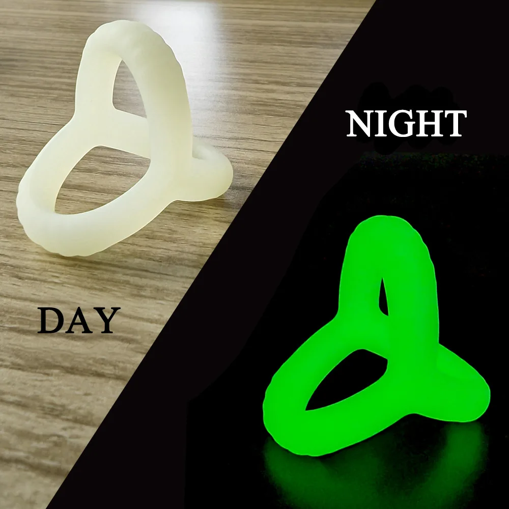 Thick Cock Ring Silicone 3 Hole Penis Ring Delay Ejaculation Sex Toy Dick Enlarger Adult Supplies for Men 18 Testicle Semen Lock