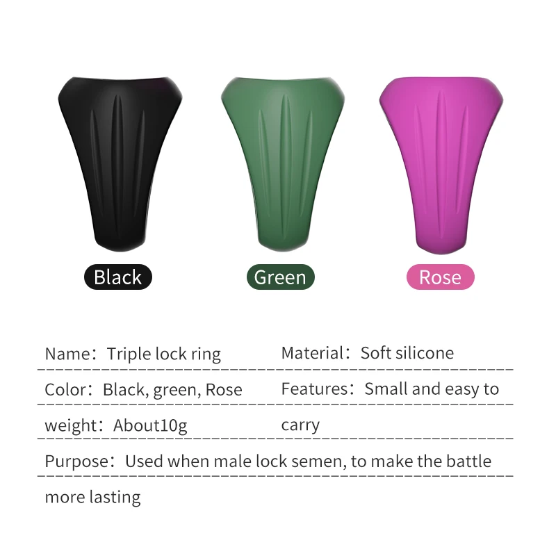 Thick Cock Ring Silicone 3 Hole Penis Ring Delay Ejaculation Sex Toy Dick Enlarger Adult Supplies for Men 18 Testicle Semen Lock