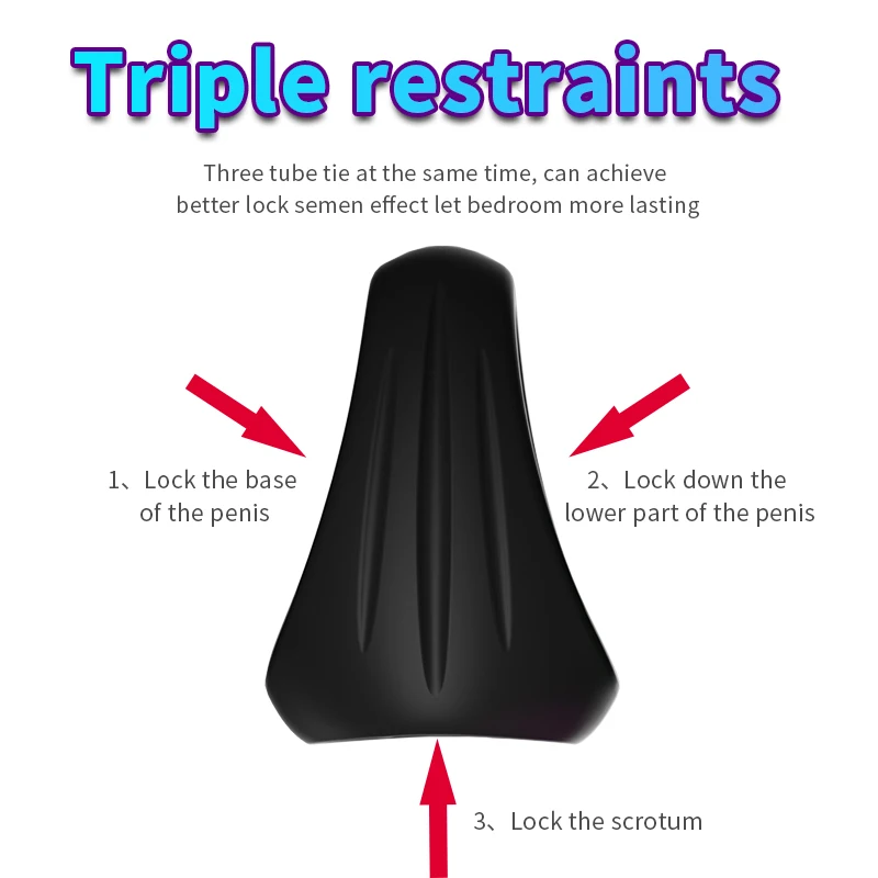 Thick Cock Ring Silicone 3 Hole Penis Ring Delay Ejaculation Sex Toy Dick Enlarger Adult Supplies for Men 18 Testicle Semen Lock