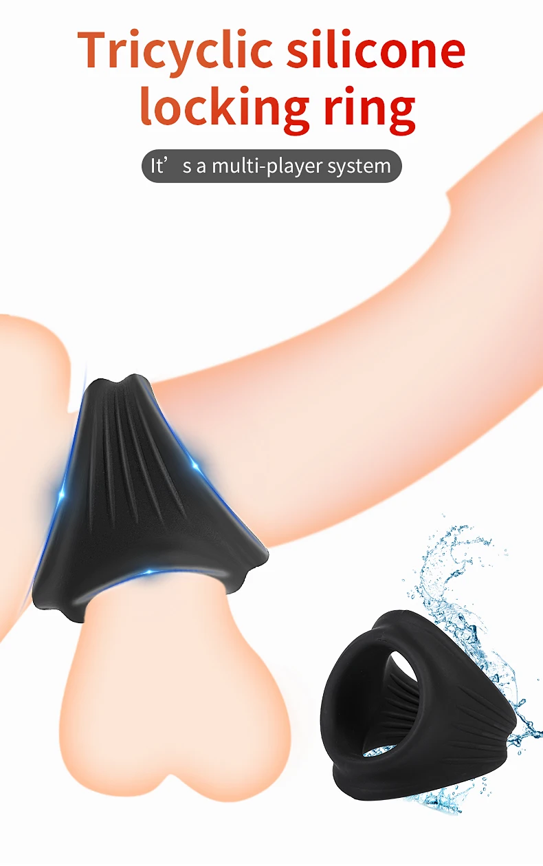 Thick Cock Ring Silicone 3 Hole Penis Ring Delay Ejaculation Sex Toy Dick Enlarger Adult Supplies for Men 18 Testicle Semen Lock