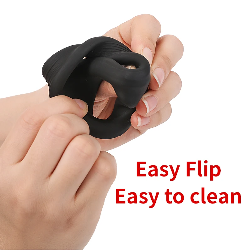 Thick Cock Ring Silicone 3 Hole Penis Ring Delay Ejaculation Sex Toy Dick Enlarger Adult Supplies for Men 18 Testicle Semen Lock