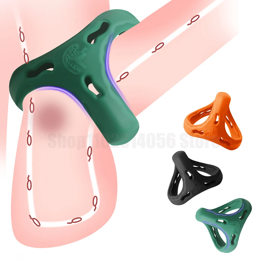 Thick Cock Ring Silicone 3 Hole Penis Ring Delay Ejaculation Sex Toy Dick Enlarger Adult Supplies for Men 18 Testicle Semen Lock