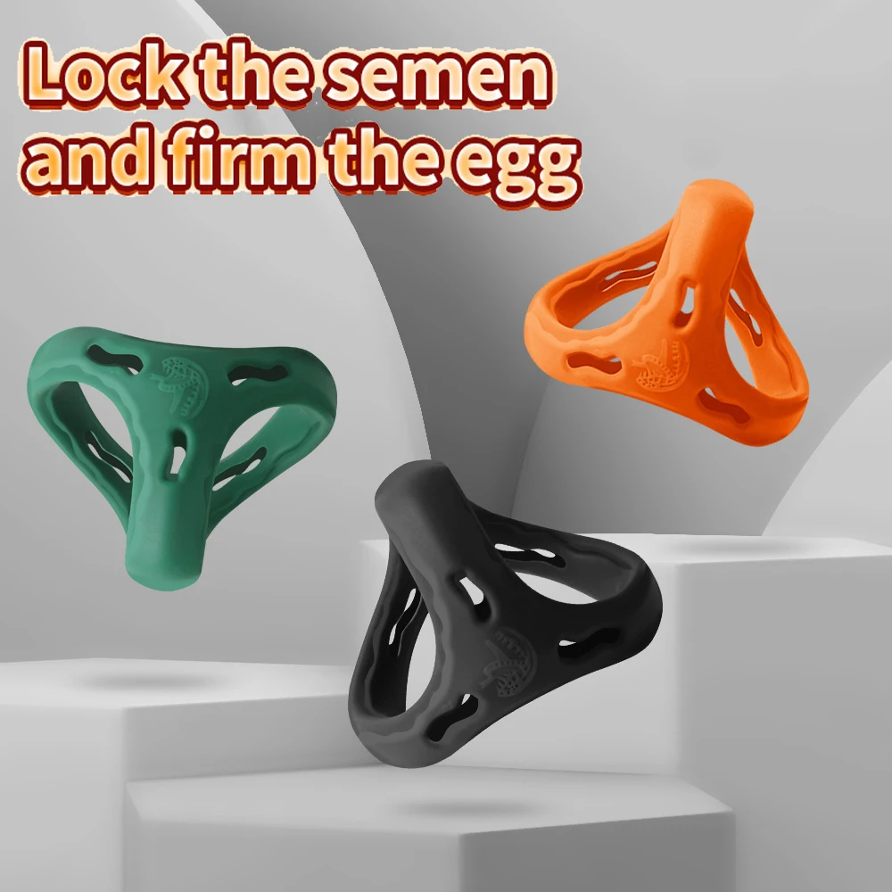 Thick Cock Ring Silicone 3 Hole Penis Ring Delay Ejaculation Sex Toy Dick Enlarger Adult Supplies for Men 18 Testicle Semen Lock