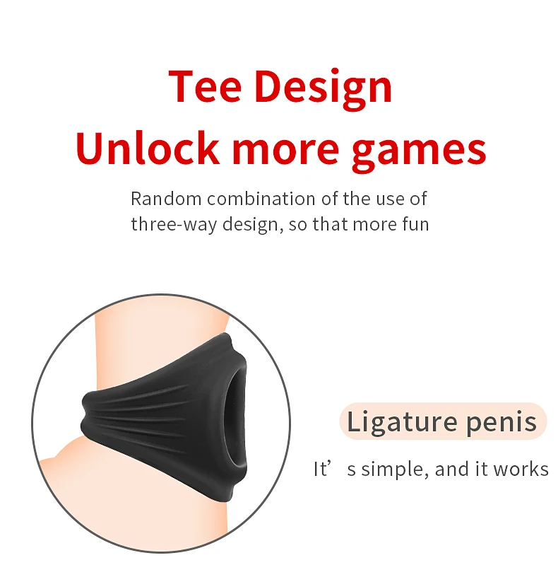 Thick Cock Ring Silicone 3 Hole Penis Ring Delay Ejaculation Sex Toy Dick Enlarger Adult Supplies for Men 18 Testicle Semen Lock