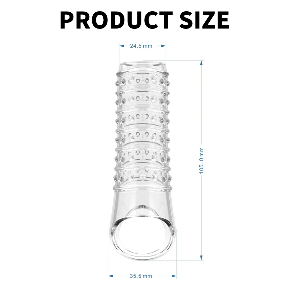 Reusable Penis Extender Cock Rings Delay Ejaculation Penis Condoms Dick Sleeve Silicone Glans Cover Enlargement Sex Toys For Men