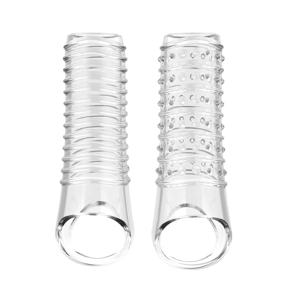 Reusable Penis Extender Cock Rings Delay Ejaculation Penis Condoms Dick Sleeve Silicone Glans Cover Enlargement Sex Toys For Men
