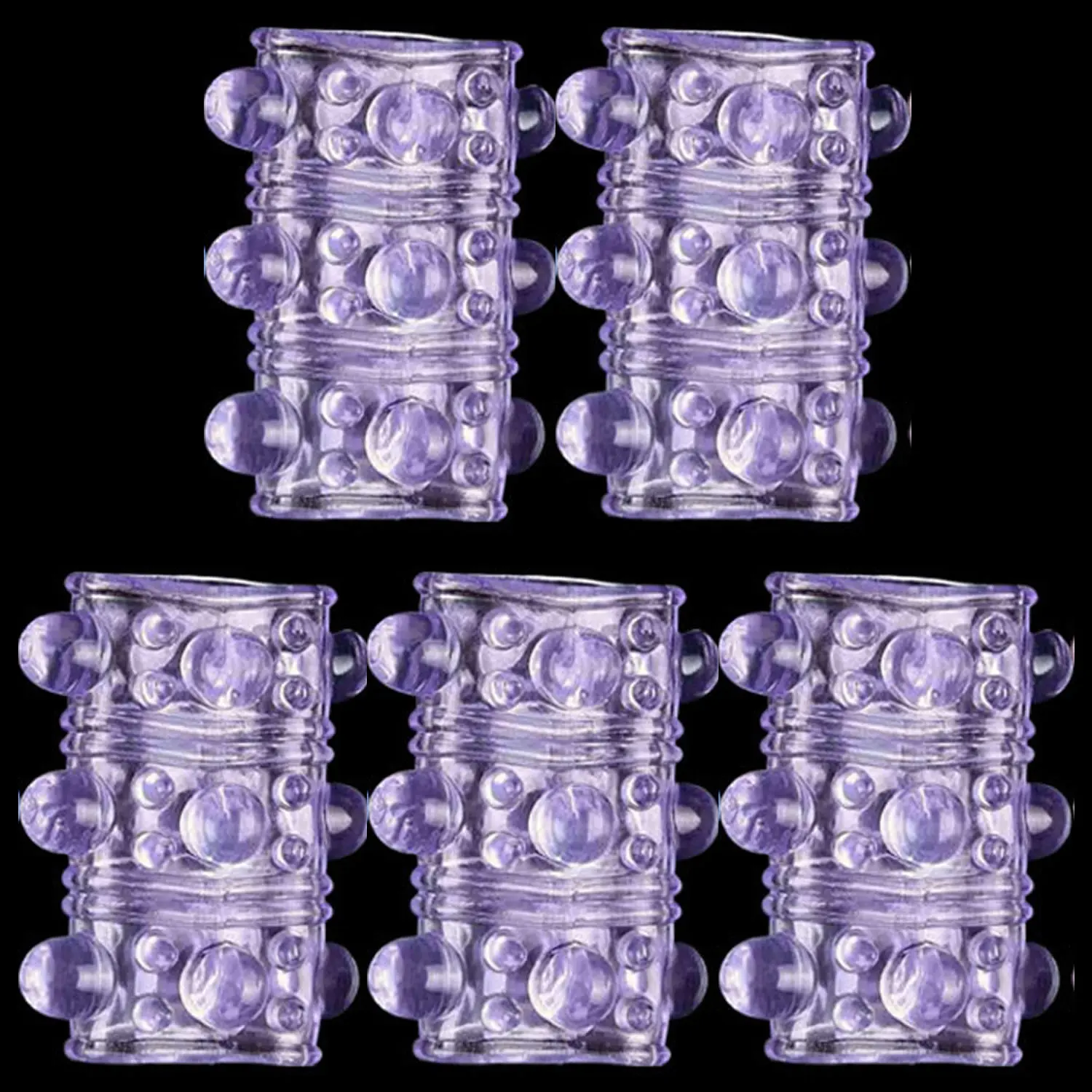 5PCS SET Cock Penis Ring Soft Silicone Condoms Ribbed Penis Extender Sleeve Dick Enlargement Ejaculation Erotic Sex Toys for Men
