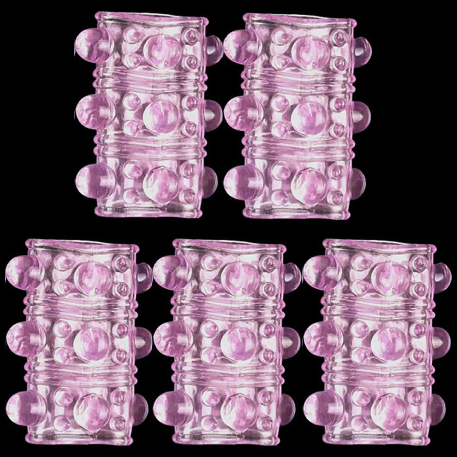 5PCS SET Cock Penis Ring Soft Silicone Condoms Ribbed Penis Extender Sleeve Dick Enlargement Ejaculation Erotic Sex Toys for Men