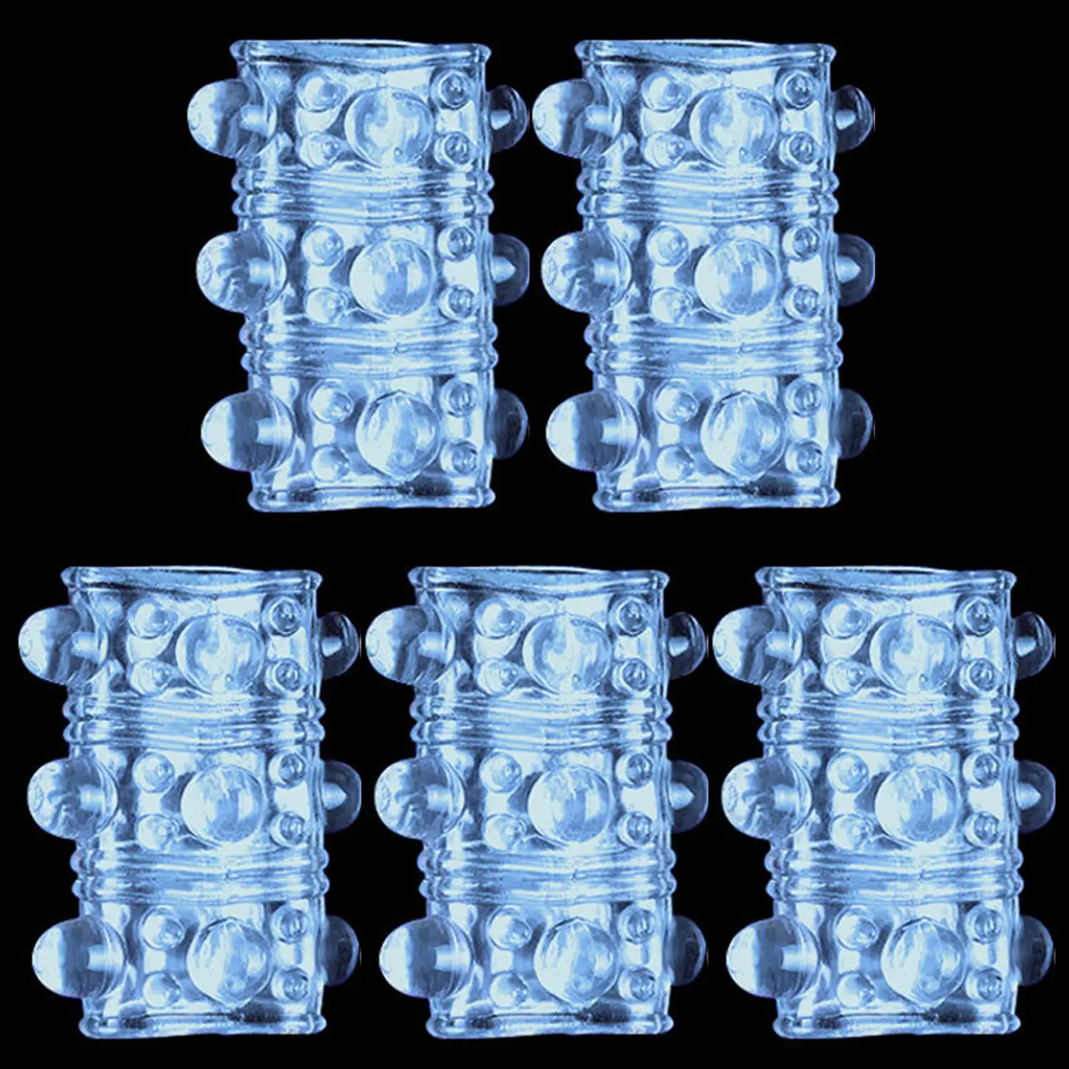 5PCS SET Cock Penis Ring Soft Silicone Condoms Ribbed Penis Extender Sleeve Dick Enlargement Ejaculation Erotic Sex Toys for Men