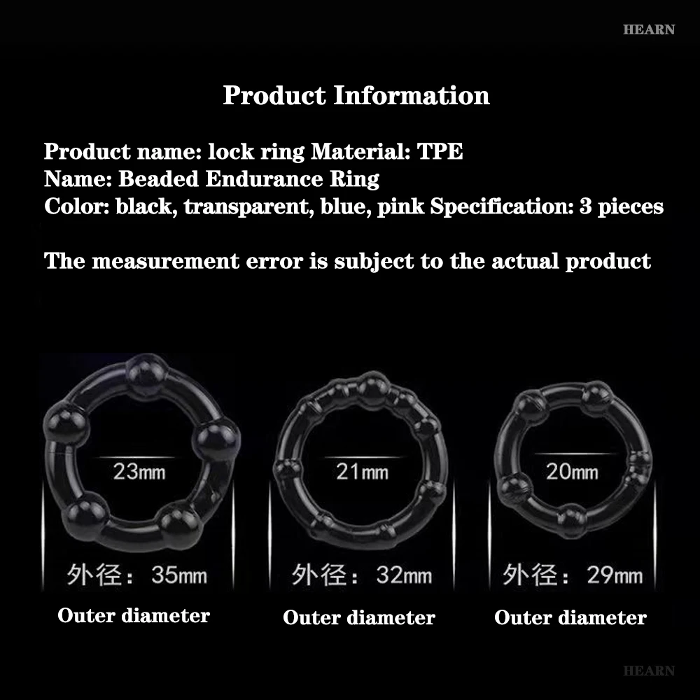 WAKEWAY 3Pcs/Set Silicone Transparent Penis Ring Male Ejaculation Delay Hair Circle for Men's Long-Lasting Erection Cockring
