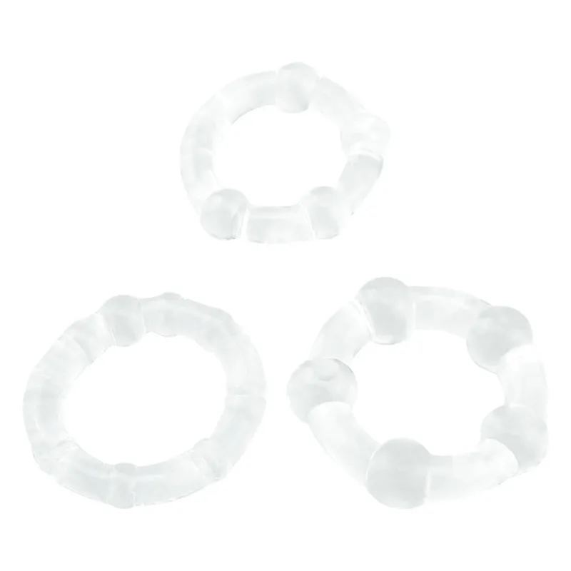 WAKEWAY 3Pcs/Set Silicone Transparent Penis Ring Male Ejaculation Delay Hair Circle for Men's Long-Lasting Erection Cockring