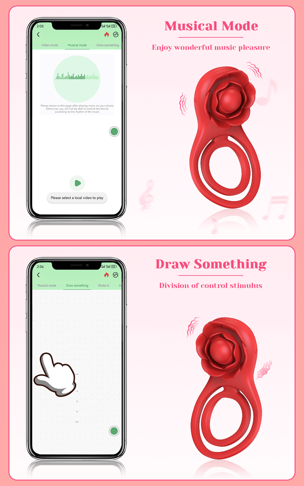 Bluetooth APP Cockring Penis Ring Vibrator for Men Women Clitoris Stimulator Cock Rings Delay Ejaculation Sex Toys for Couple