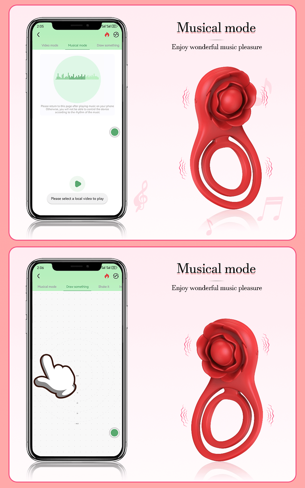 Bluetooth APP Cockring Penis Ring Vibrator for Men Women Clitoris Stimulator Cock Rings Delay Ejaculation Sex Toys for Couple