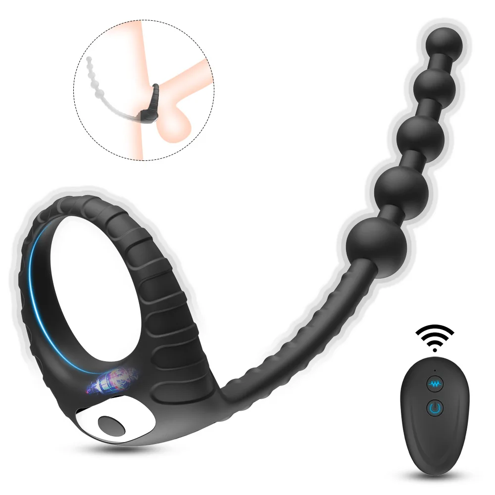 Wireless Remote Control Penis Ring Vibrator Delayed Ejaculation Enlargement Erection Anus Pull Beads Adult Male Sex Toys Wireless Remote Control Penis Ring Vibrator Delayed Ejaculation Enlargement Erection Anus Pull Beads Adult Male Sex Toys