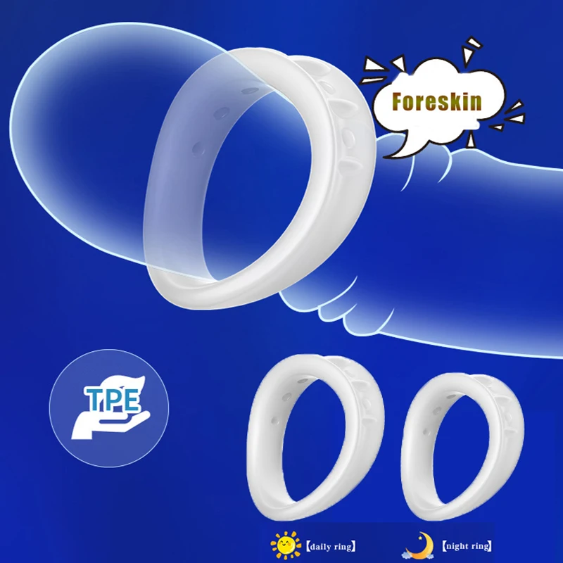 2PCS/Set Male Foreskin Corrector Ring Penis Rings Delay Ejaculation Daily/Night Cock Ring Chastity Cage Sex Toys for Men 2PCS/Set Male Foreskin Corrector Ring Penis Rings Delay Ejaculation Daily/Night Cock Ring Chastity Cage Sex Toys for Men
