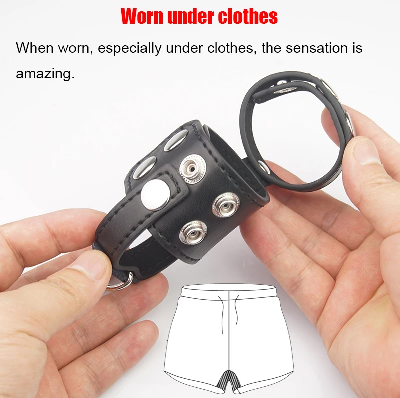 Leather Penis Strap and Ball Stretcher Harness, Scrotum Sack Bondage,Chastity Cock Cage,BDSM Sex Toys