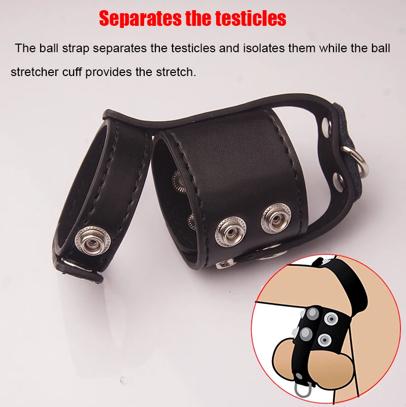 Leather Penis Strap and Ball Stretcher Harness, Scrotum Sack Bondage,Chastity Cock Cage,BDSM Sex Toys