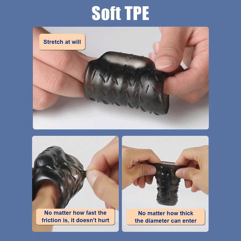 With Vibrator Penis Enlargement Extender Cock Ring For Men Spikes Condoms Delay Ejaculation Medical Exerciser Set Sex Toys Male